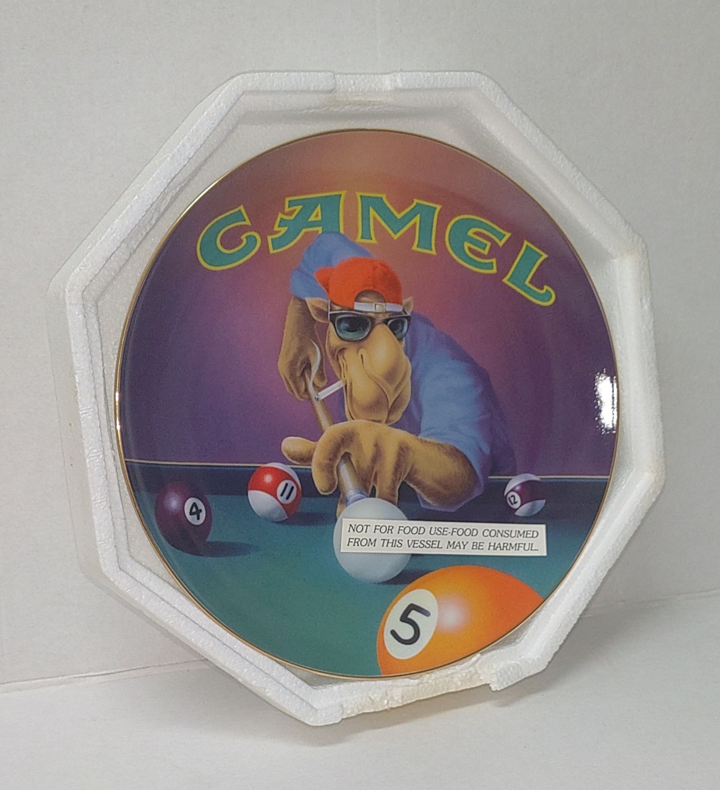 Smokin Joe Camel Cigarettes Playing Pool Collector’s Plate Limited Edition 1995