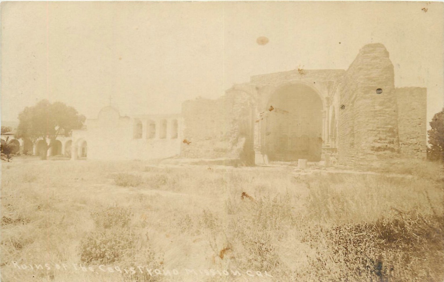 RPPC Mission San Juan Capistrano Ruins CA 1909 Postcard Vintage California