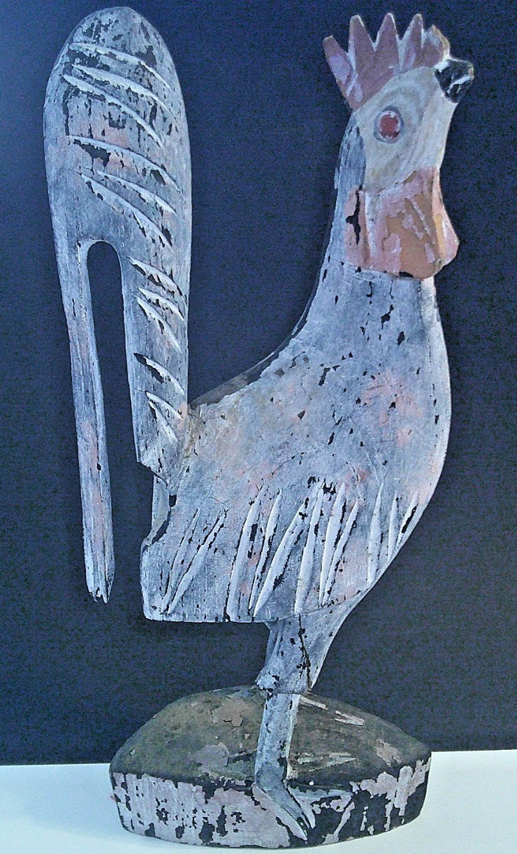Primitive Hand Carved & Painted Folk Art Rooster Painted Wood Sculpture 18 Primitive Hand Carved & Painted Folk Art Rooster Painted Wood Sculpture 18