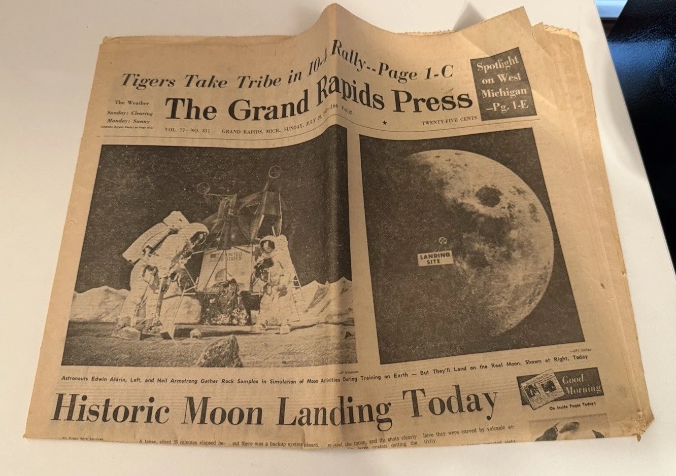 1969 Grand Rapids Press APOLLO 11 Historic Moon Landing Today July 20 Newspaper 1969 Grand Rapids Press APOLLO 11 Historic Moon Landing Today July 20 Newspaper
