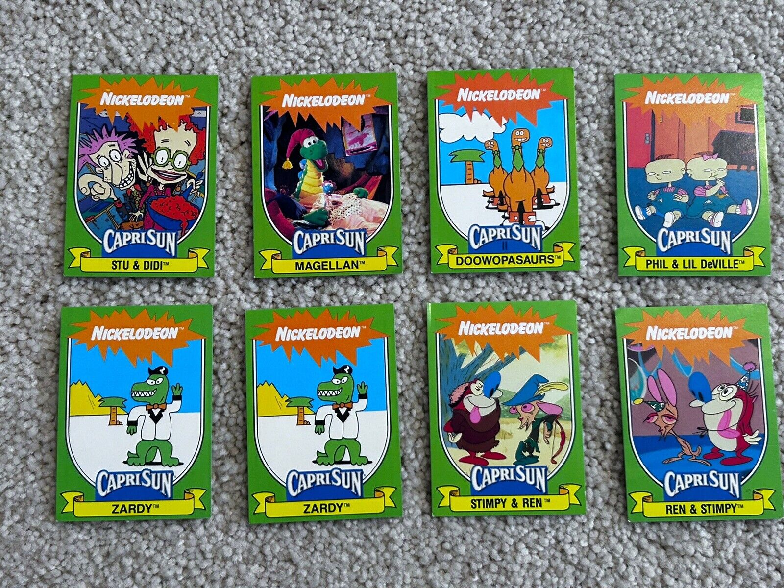 8 card lot 1991 CapriSun Nickelodeon Ren & Stimpy Doowopasaurs Magellan Zardy