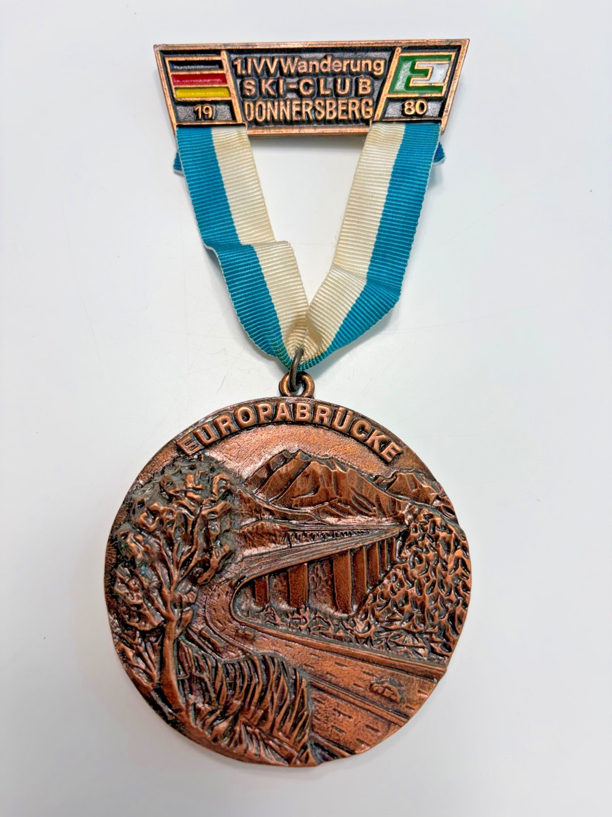 Vintage German Hiking Medal ~ 1980 1st Wanderung Donnersberg Ski Club