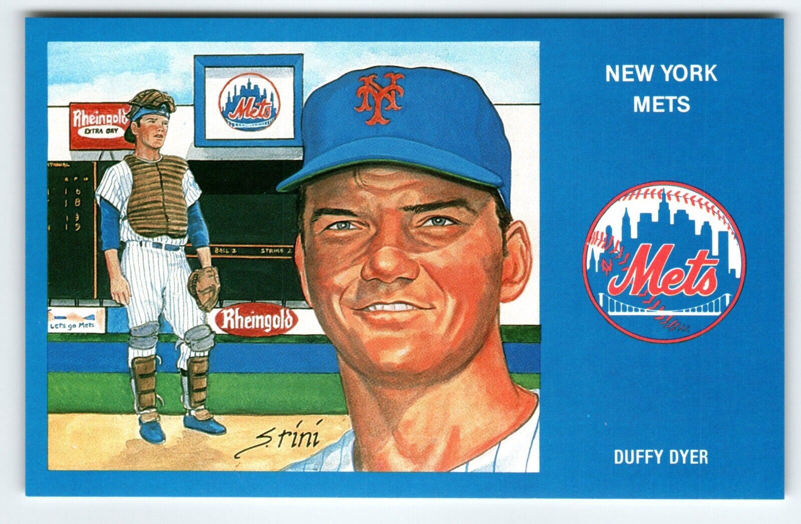 1969 NY Mets Baseball Postcard Susan Rini Duffy Dyer Unused Limited Edition