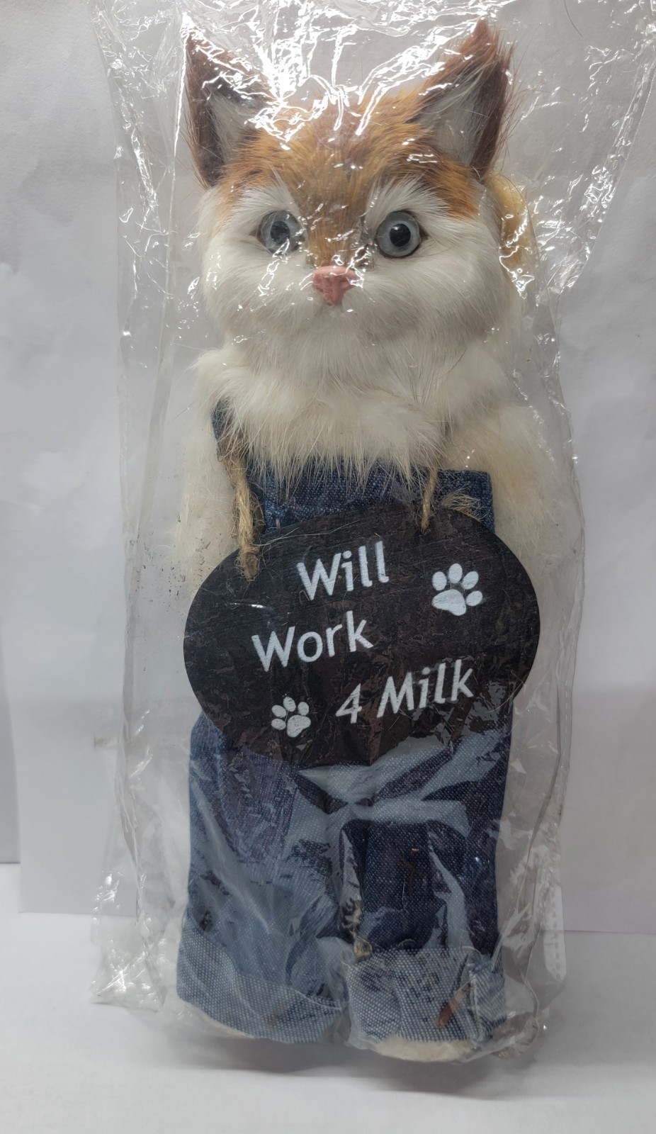New Vtg Trippie's Cat Rabbit Fur Standing Figurine Plush Will Work 4 Milk Rare
