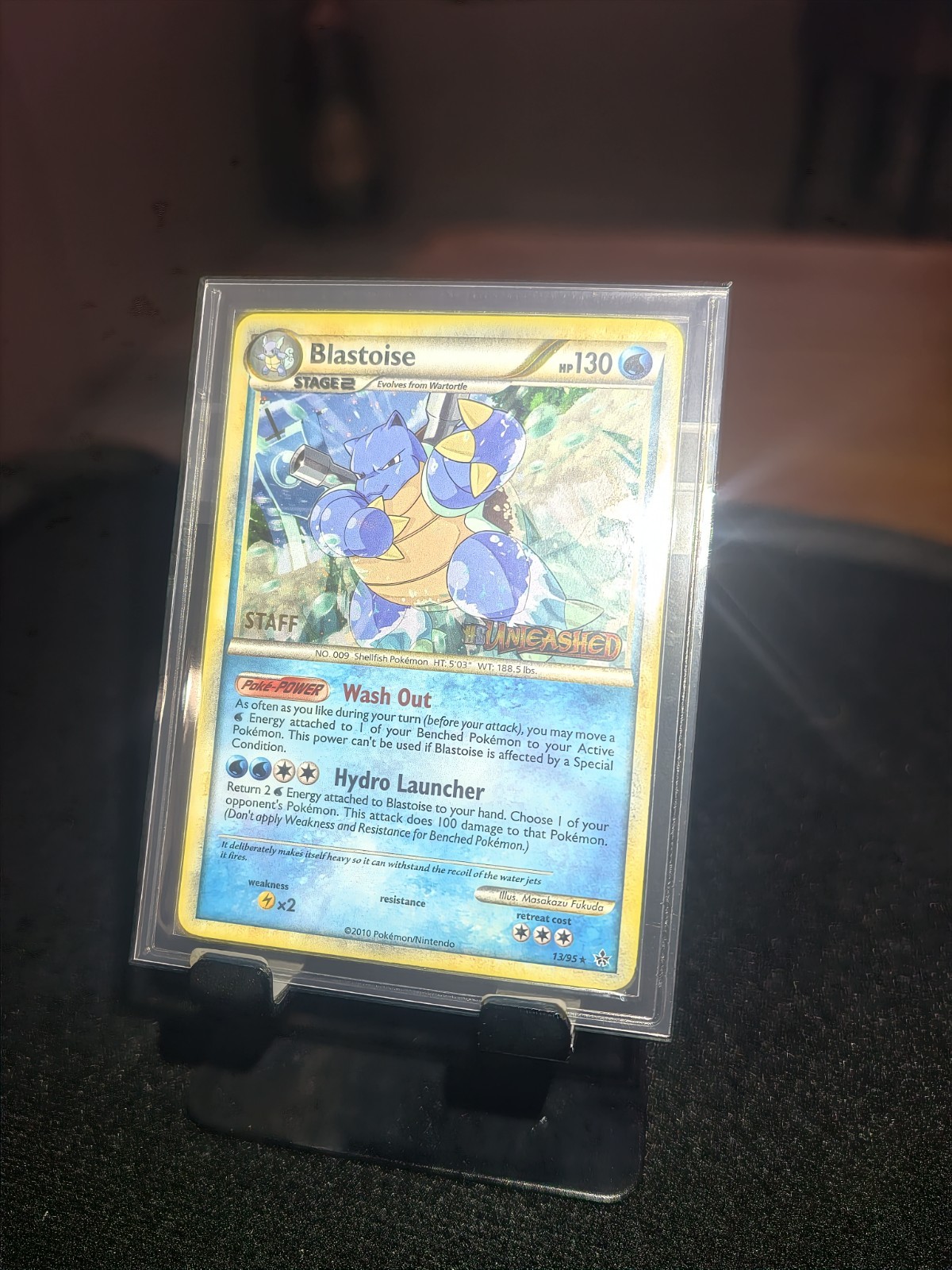 Nintendo Pokemon JCC Unleashed Blastoise STAFF 13/95 130 BP English 2010 Nintendo Pokemon JCC Unleashed Blastoise STAFF 13/95 130 BP English 2010