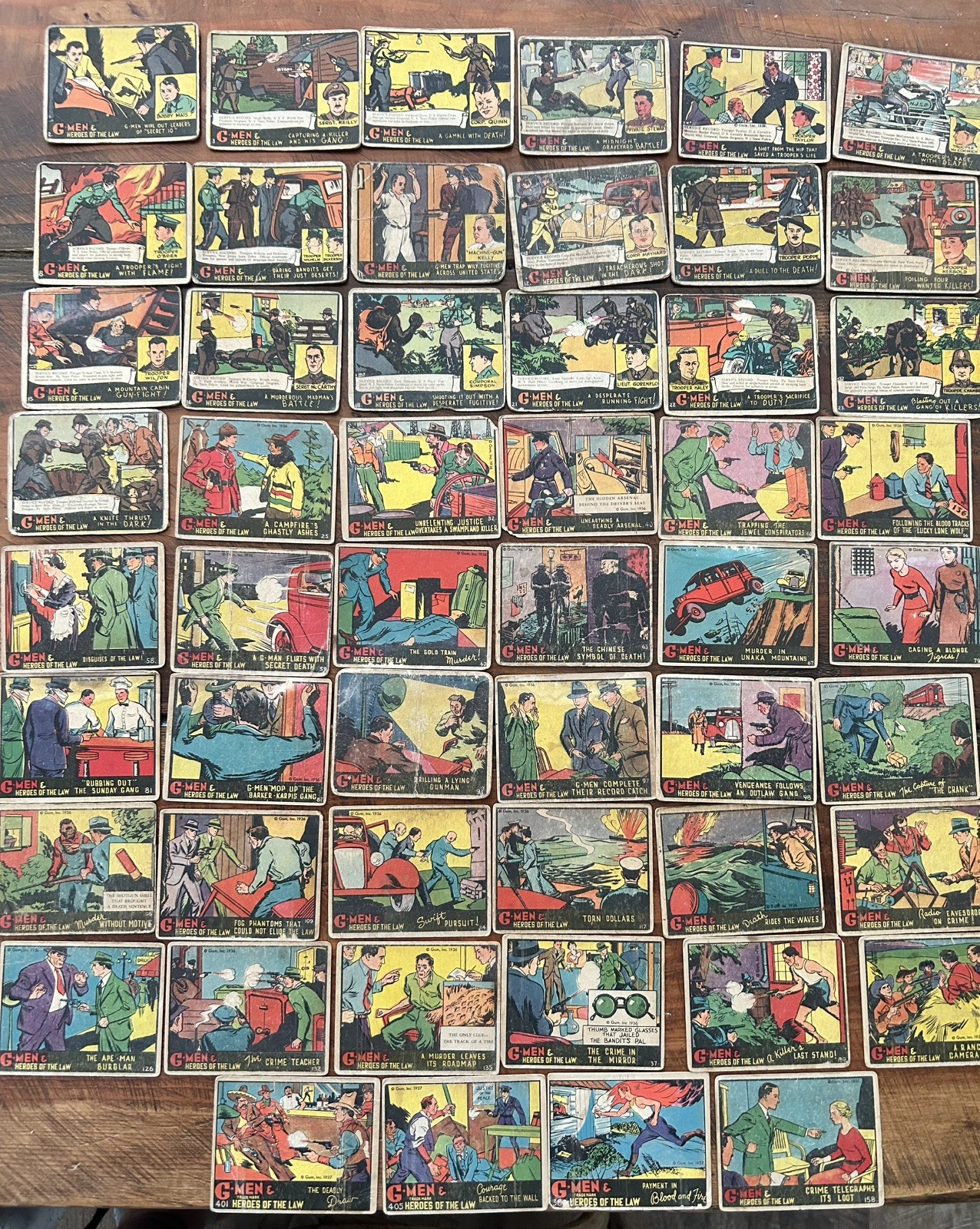 G-Men and Heroes of the Law (1936), Gum Inc - Lot of 52 cards plus high #s G-Men and Heroes of the Law (1936), Gum Inc - Lot of 52 cards plus high #s