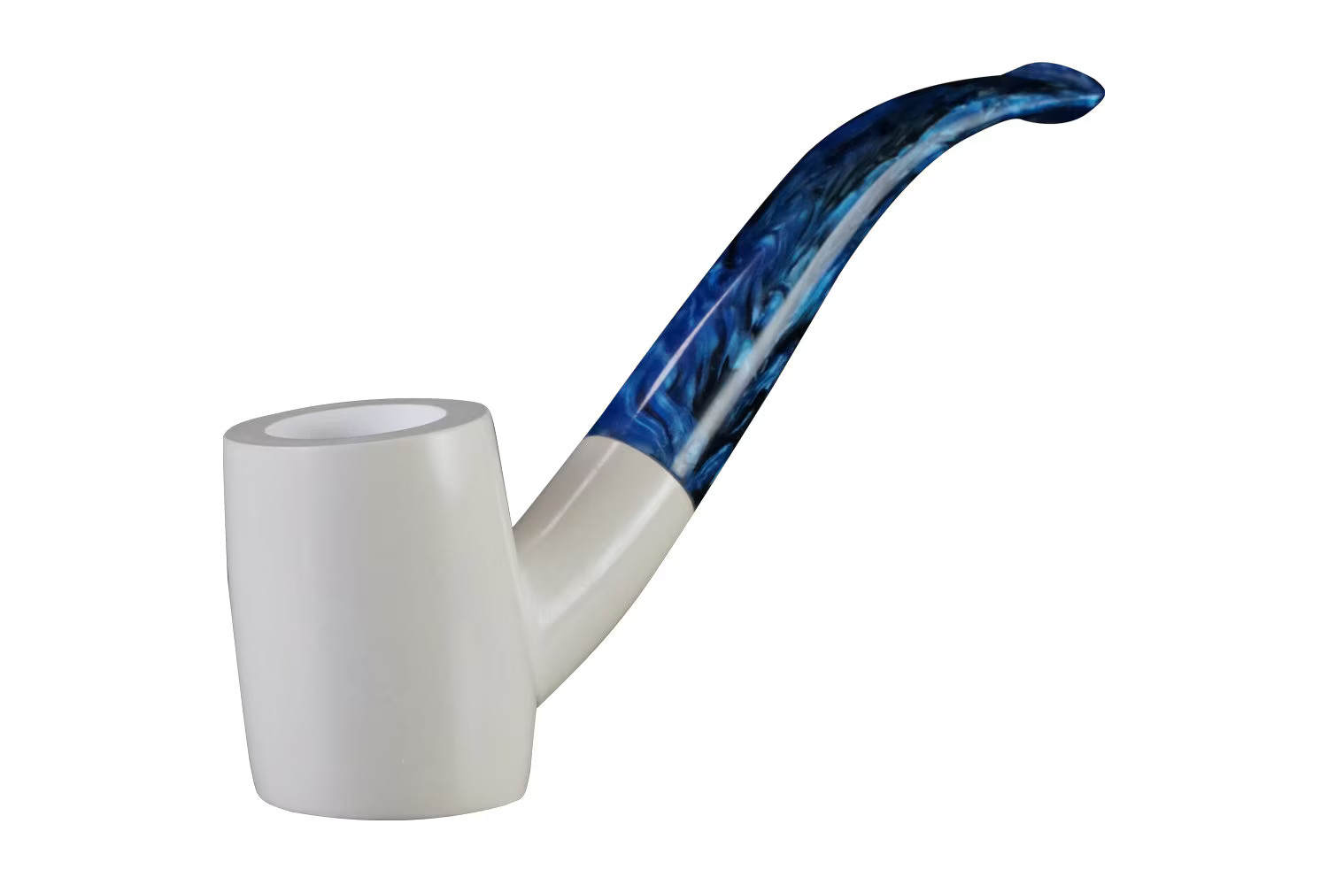 Poker Meerschaum Pipe handmade Smooth smoking tobacco Blue stem with case MD-19