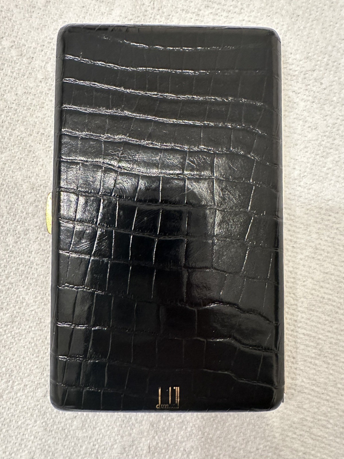 Vintage Alfred Dunhill Black Reptile Leather Cigarette Case Gold Tone Interior Vintage Alfred Dunhill Black Reptile Leather Cigarette Case Gold Tone Interior