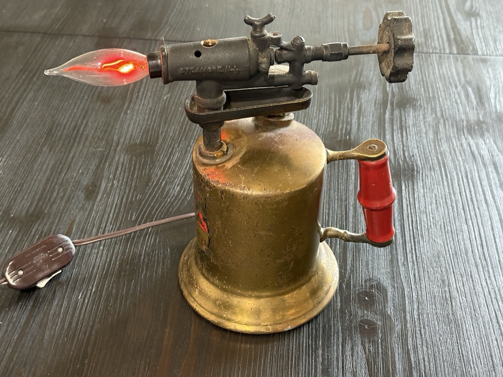 Vintage Turner Brass Works 206A Blow Torch Lamp Upcycled Steampunk Light Works