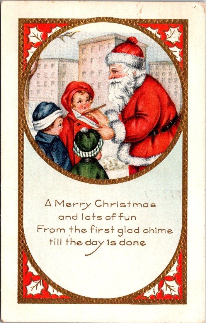 Vintage Whitney Postcard Santa Claus Making List Children Merry Christmas c1920s Vintage Whitney Postcard Santa Claus Making List Children Merry Christmas c1920s