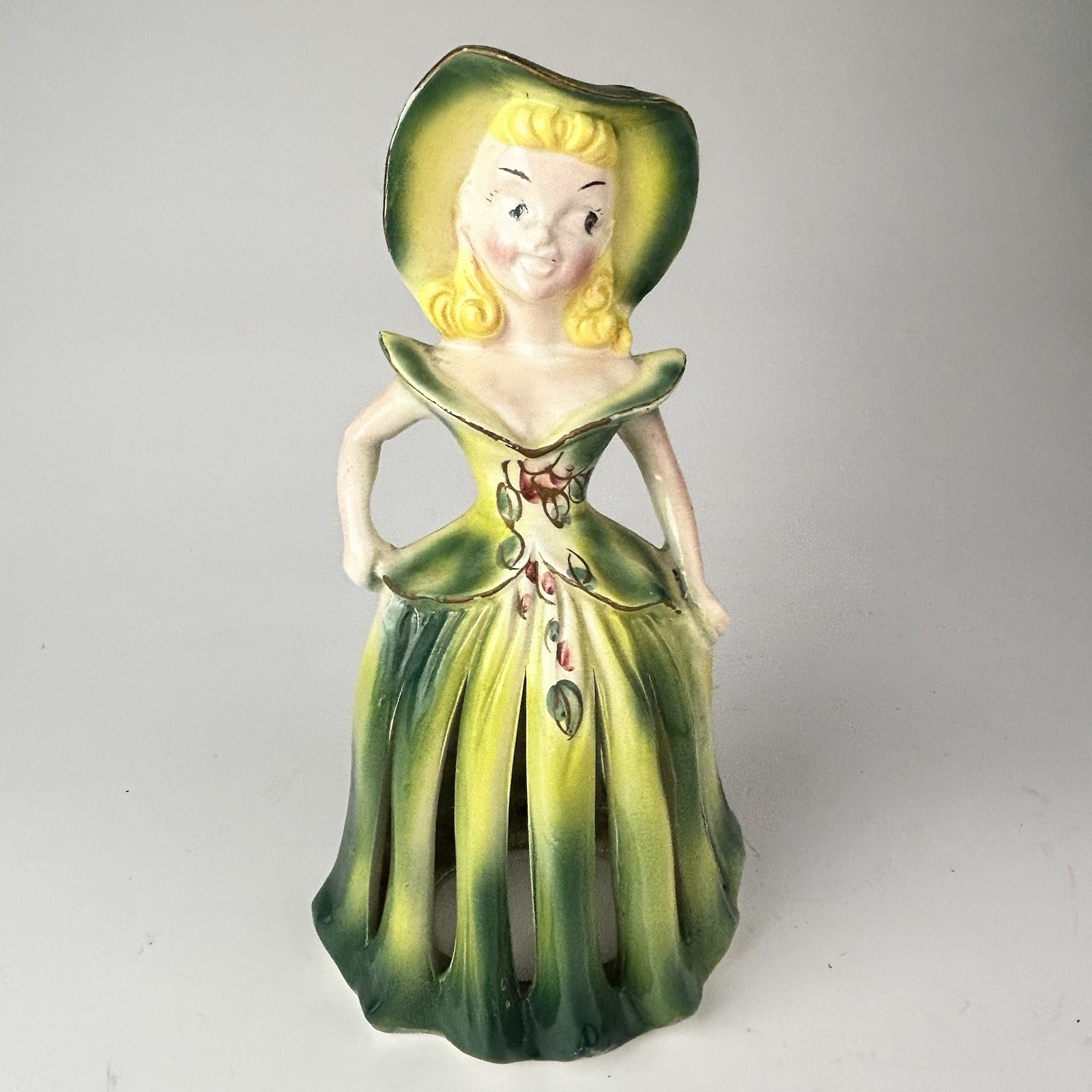 VTG 50's Ceramic Kreiss Napkin Lady Green Dress Candle Holder 9” Tall Japan VTG 50's Ceramic Kreiss Napkin Lady Green Dress Candle Holder 9” Tall Japan