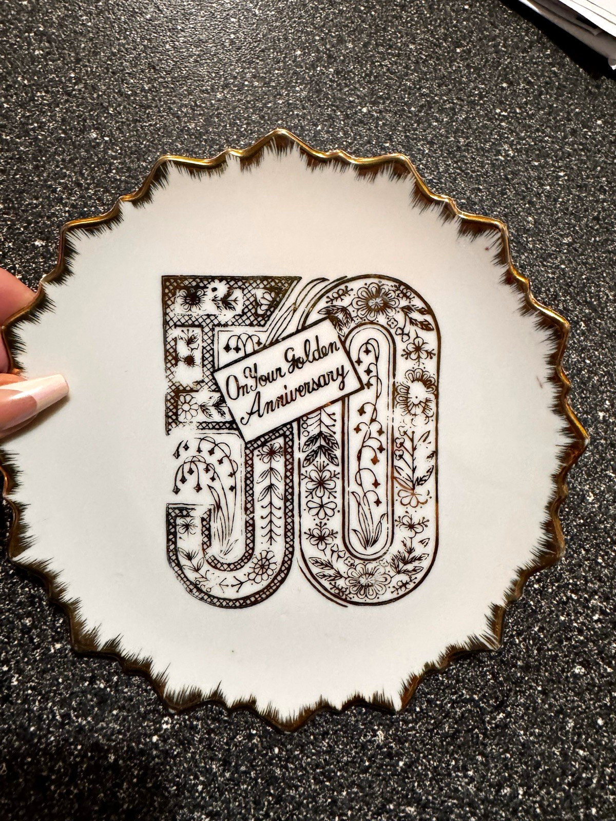 Bradley Exclusives Japan 50th Anniversary Gold Trim Ceramic Plate from 1950-1960