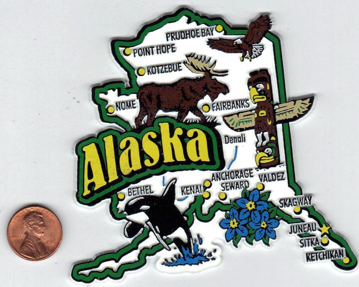 CLASSIC JUMBO ALASKA STATE MAP MAGNET 7 COLOR -JUNEAU FAIRBANKS ANCHORAGE CLASSIC JUMBO ALASKA STATE MAP MAGNET 7 COLOR -JUNEAU FAIRBANKS ANCHORAGE