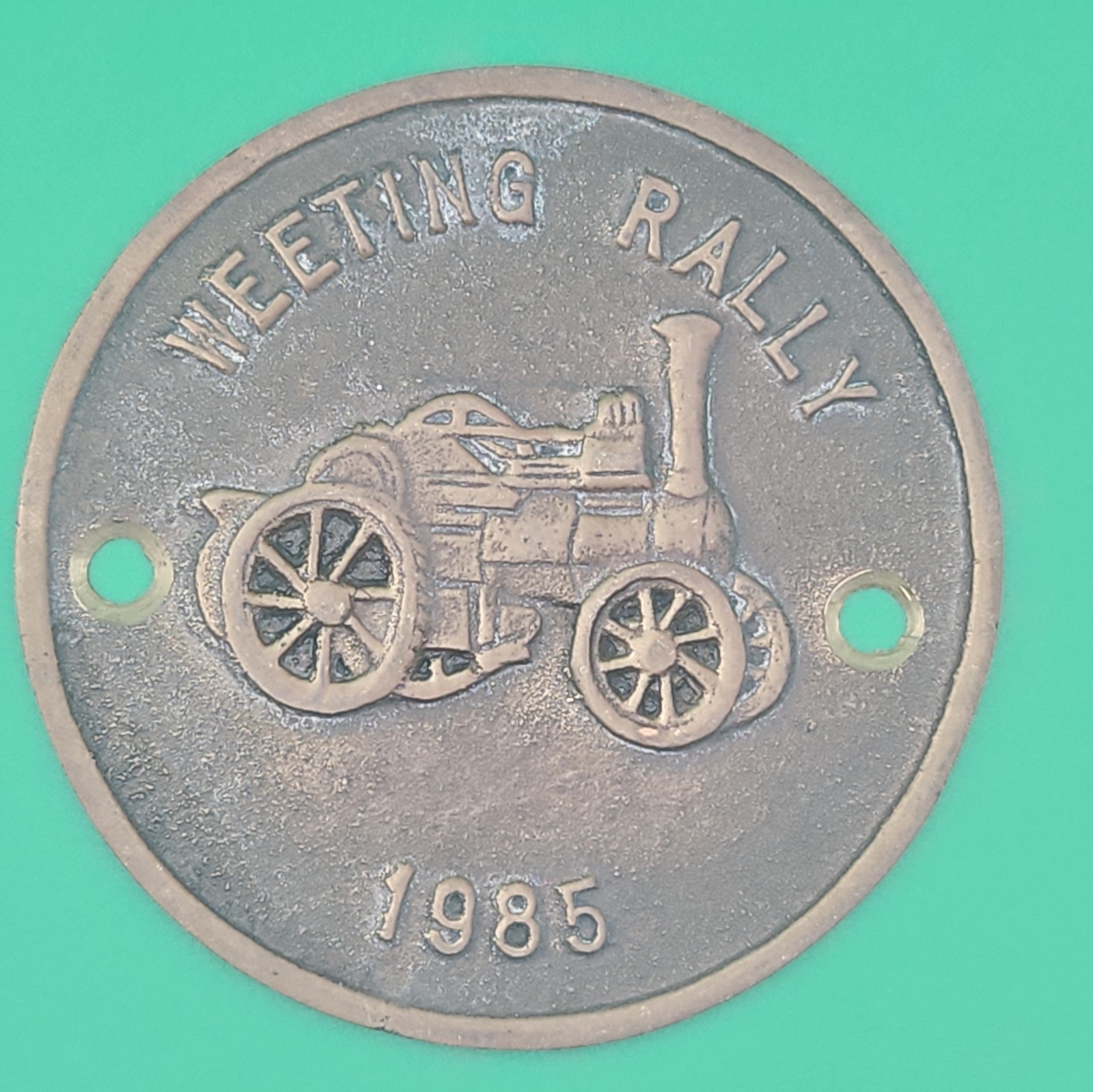 Vintage Weeting Steam Rally 1985 Brass Plaque / Medallion / Badge