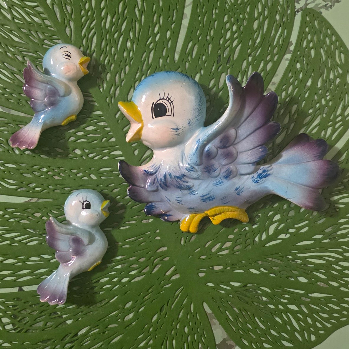 Vintage Ceramic 3 Bluebird Family Wall Plaques Vintage Ceramic 3 Bluebird Family Wall Plaques