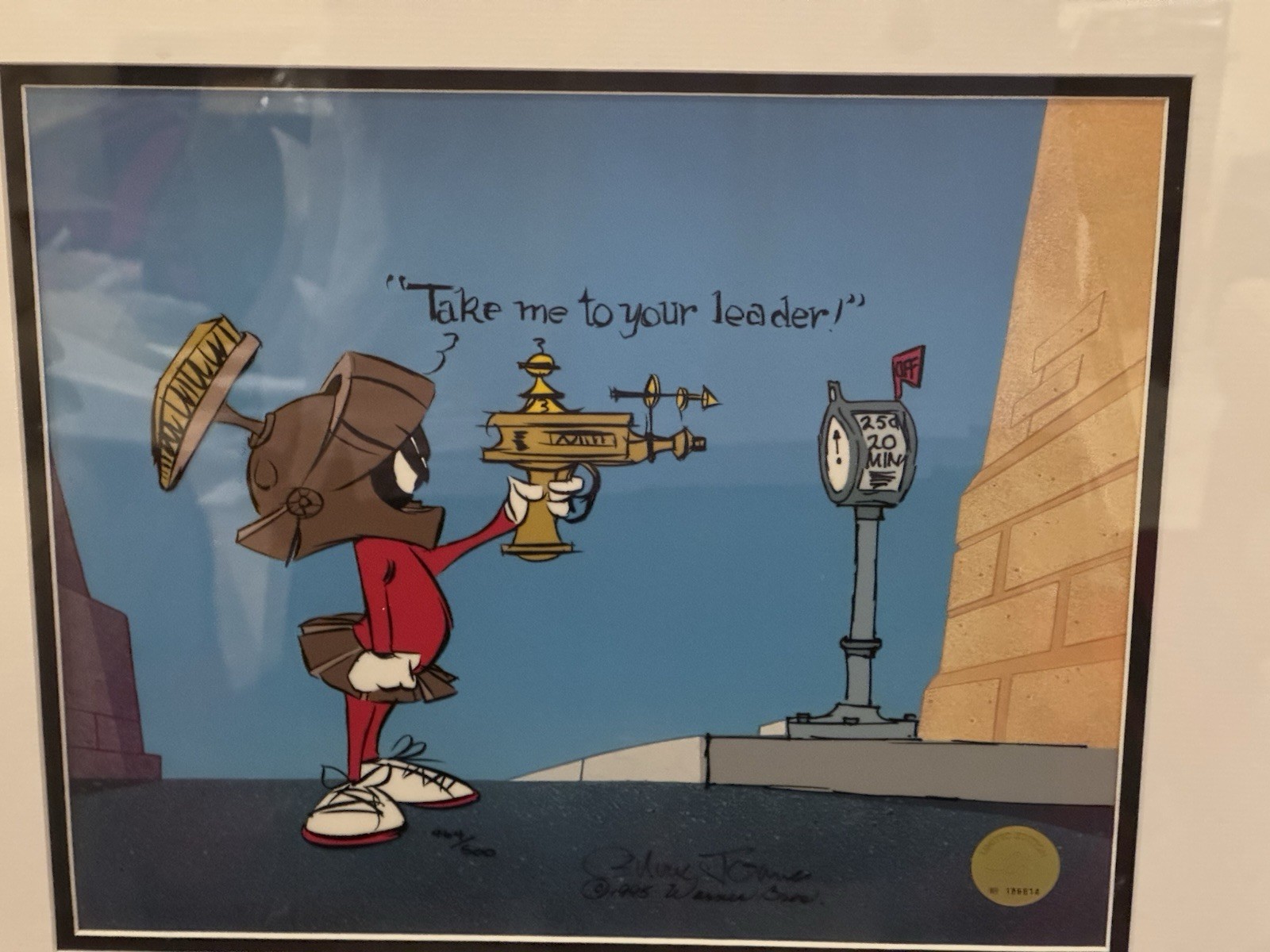 Chuck Jones Signed Anamation Cel Meter Leader Marvin Martian 464/500 Warner Bros Chuck Jones Signed Anamation Cel Meter Leader Marvin Martian 464/500 Warner Bros