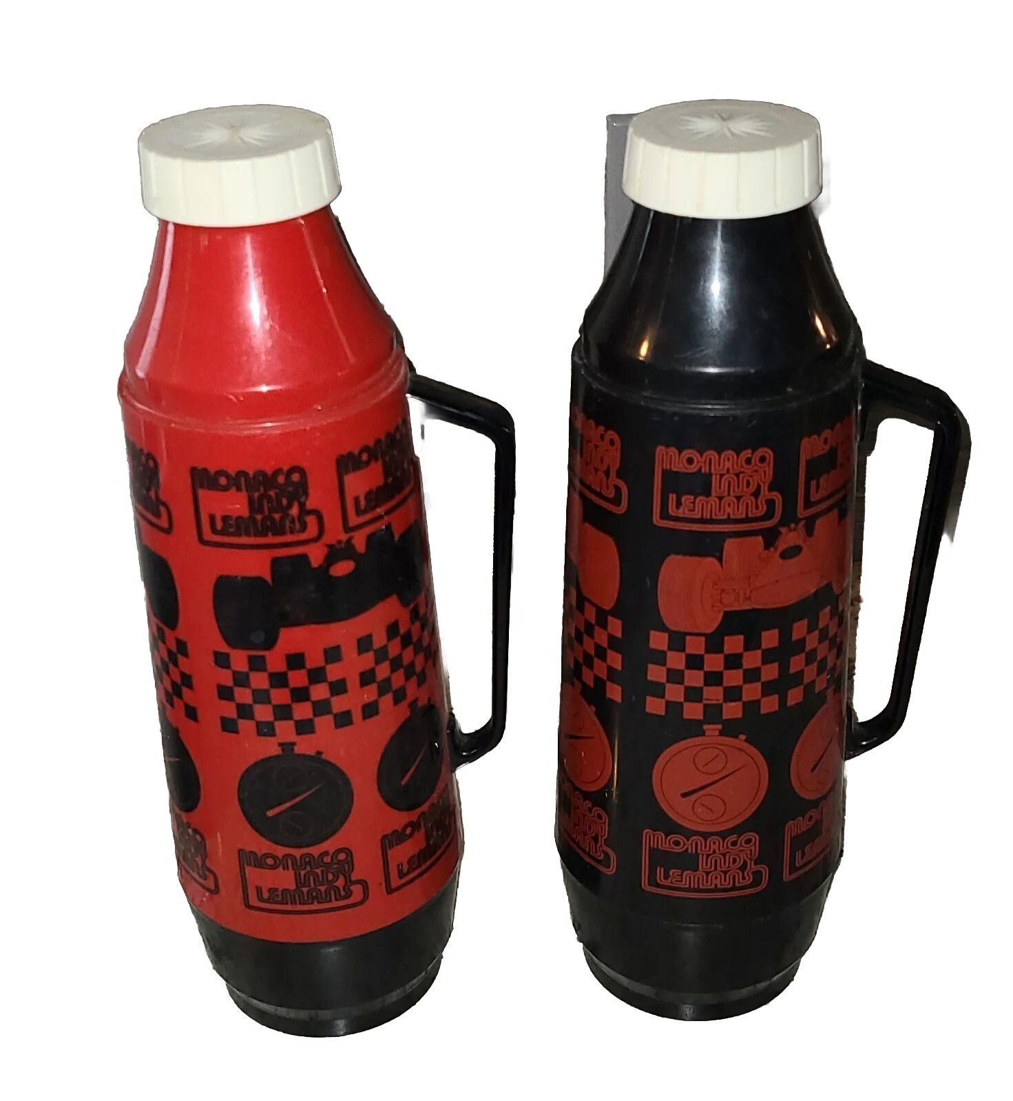 Vintage Thermo Serv Set Racing Monaco Indy Lemans 1 Quart Each 13.5\