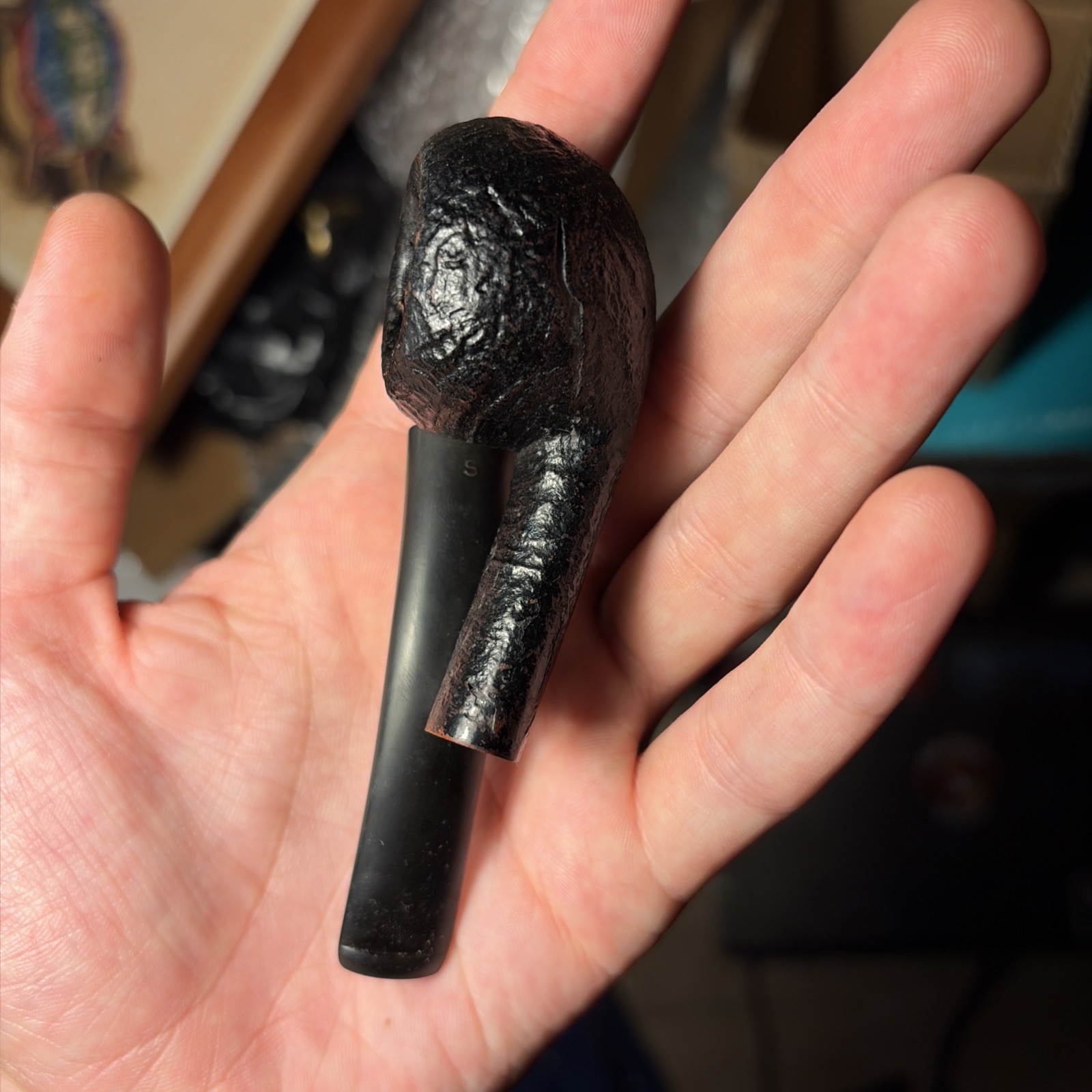 Vintage Savinelli ? Genuine Sandblast Bent Author Briar Tobacco Smoking Pipe VTG