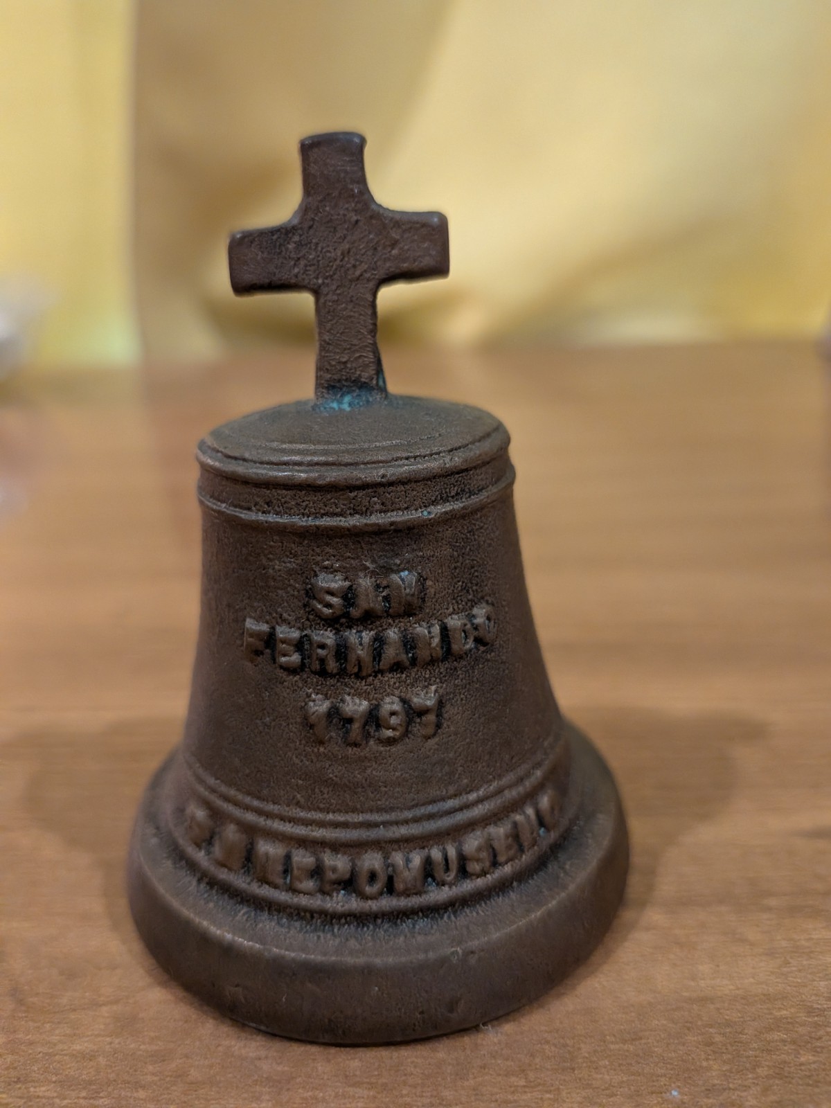 Religious Metal Bell Brown w/ Cross Handle & Clapper Ave Maria St. Patrick Religious Metal Bell Brown w/ Cross Handle & Clapper Ave Maria St. Patrick