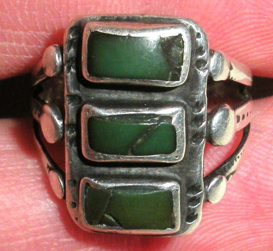 ANTIQUE EARLY NAVAJO GREASY GREEN TURQUOISE STERLING SILVER RING SIZE 6 vafo ANTIQUE EARLY NAVAJO GREASY GREEN TURQUOISE STERLING SILVER RING SIZE 6 vafo
