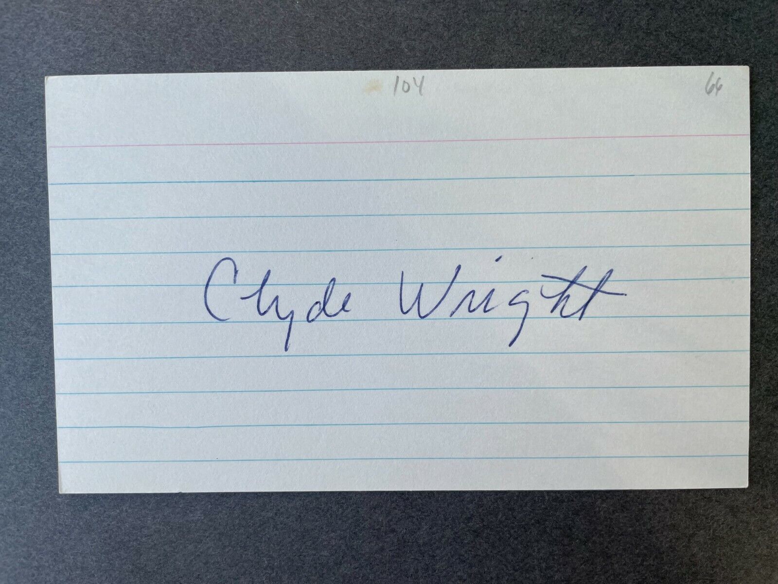 1966 ANGELS: Clyde Wright, SIGNED 3x5 (BSJ)