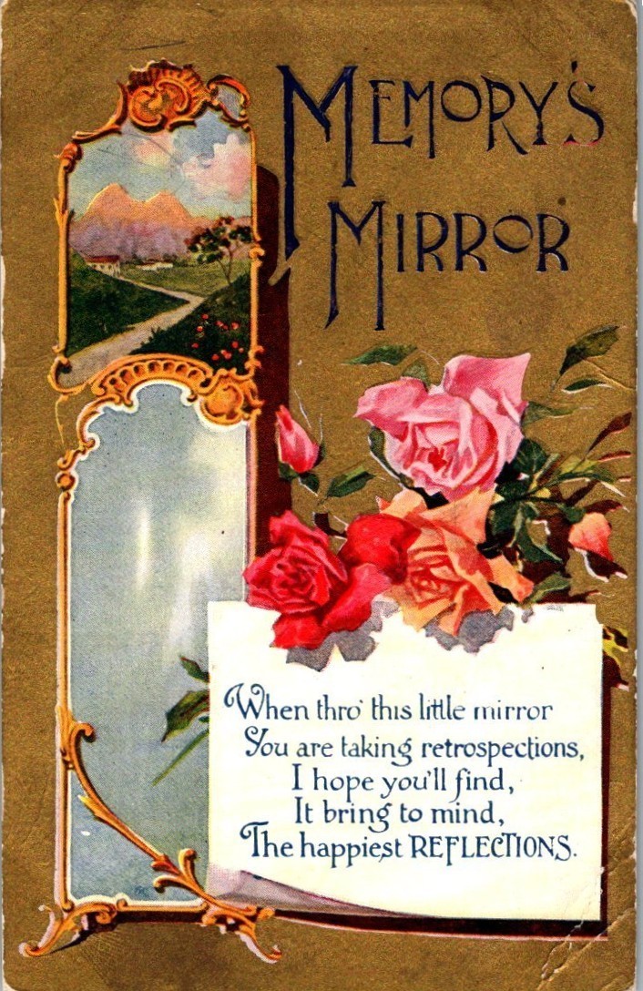 Vintage Victorian Postcard 1910 Memory's Mirror - Roses and a Poem Vintage Victorian Postcard 1910 Memory's Mirror - Roses and a Poem