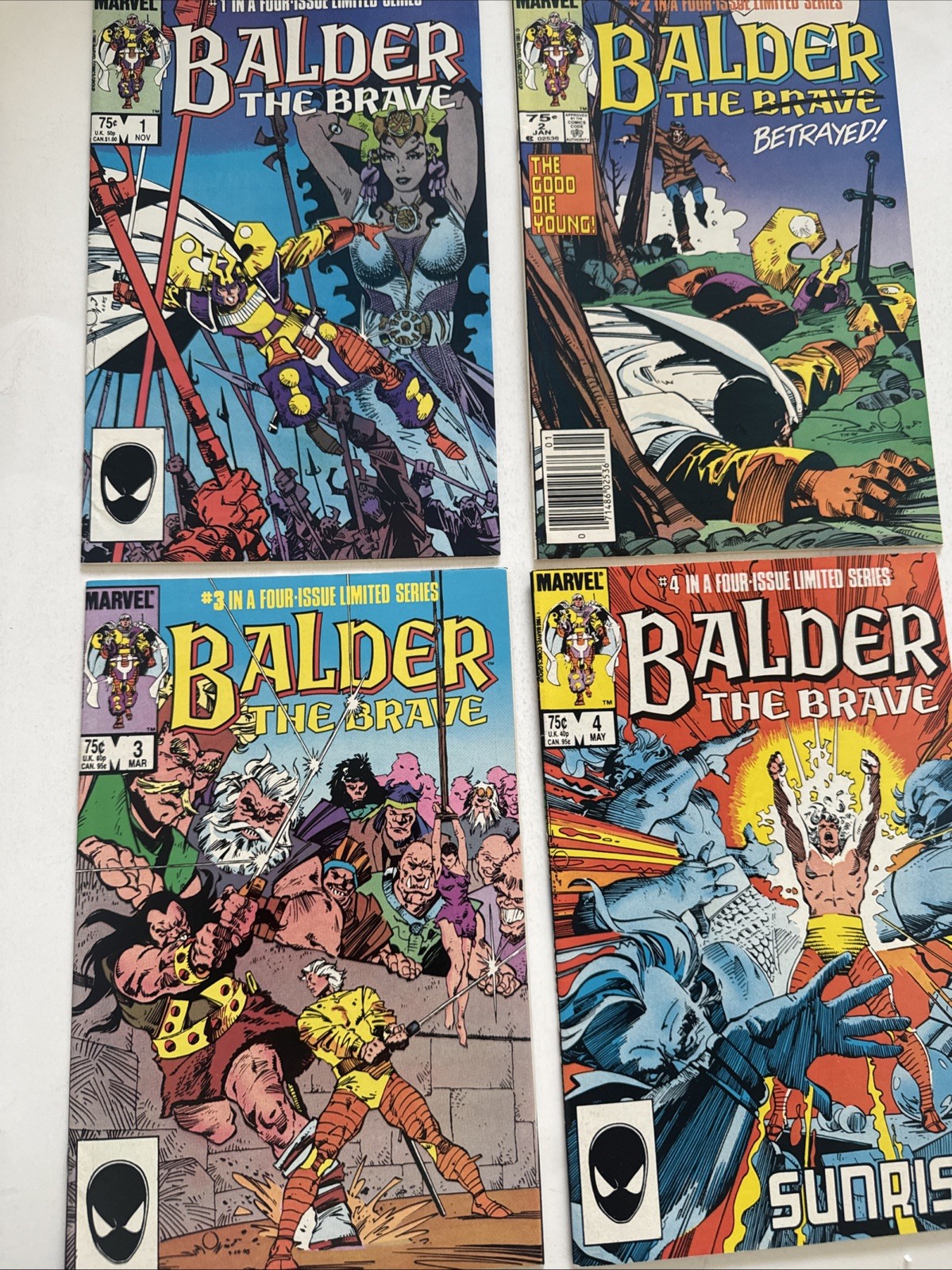 Balder the Brave #1-4 Complete Set 1985 Marvel Comics Mini Series Balder the Brave #1-4 Complete Set 1985 Marvel Comics Mini Series