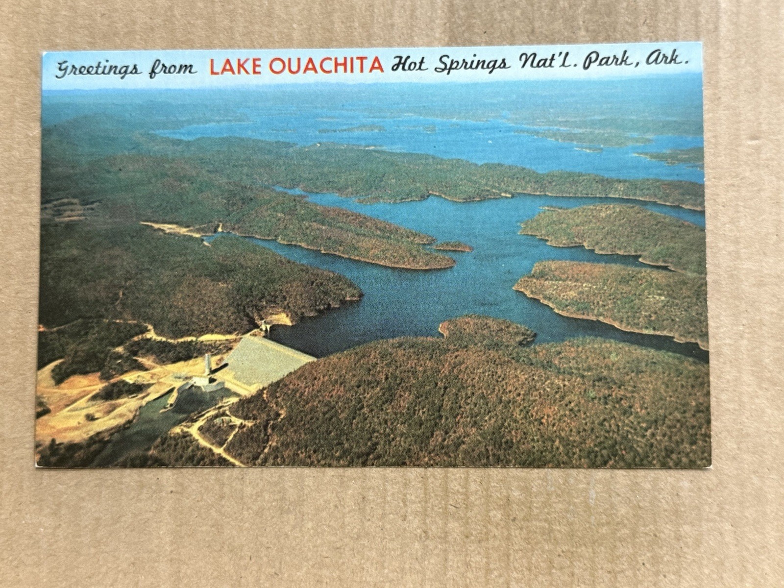 Postcard Arkansas AR Blakely Mountain Dam Lake Ouachita Scenic Aerial View Postcard Arkansas AR Blakely Mountain Dam Lake Ouachita Scenic Aerial View