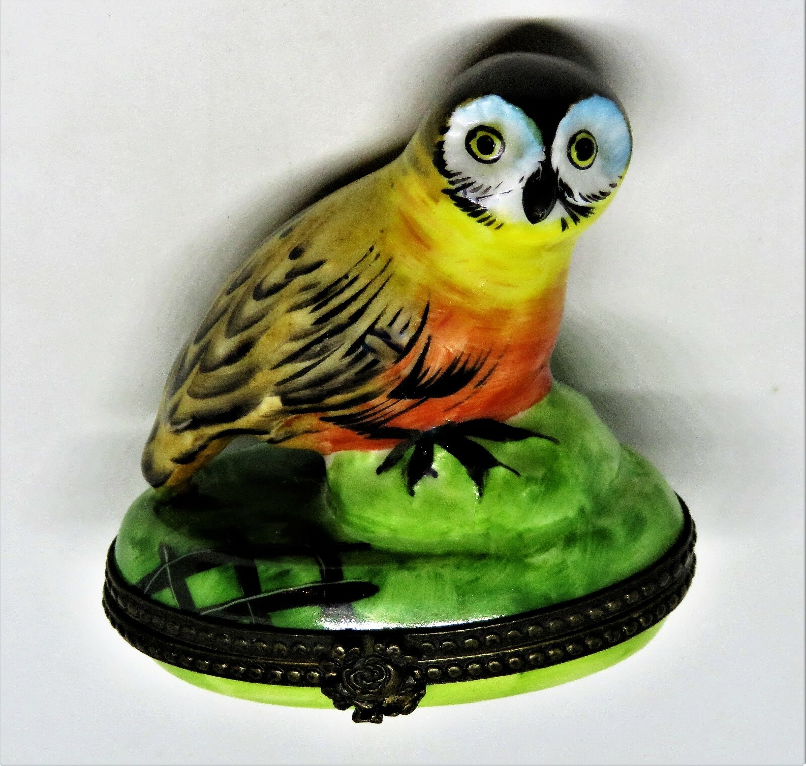LIMOGES FRANCE BOX - PARRY-VIEILLE - VINTAGE OWL & FENCE - PV LIMOGES FRANCE BOX - PARRY-VIEILLE - VINTAGE OWL & FENCE - PV