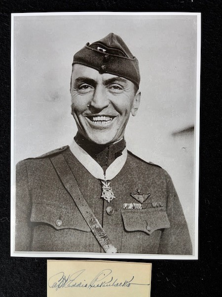 Superb Vintage 4.5x 2 Album Page Signed by WWI MOH Flying Ace Eddie Rickenbacker Superb Vintage 4.5x 2 Album Page Signed by WWI MOH Flying Ace Eddie Rickenbacker
