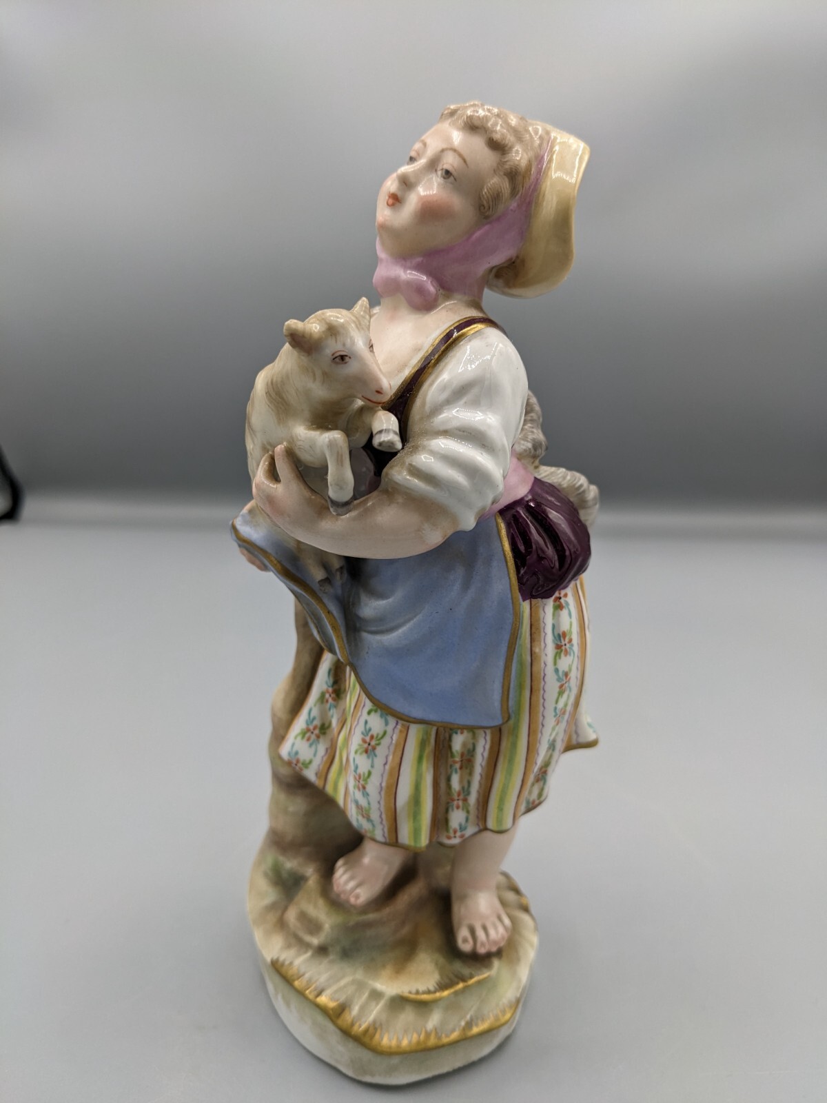 Antique 1920s French Achille Bloch Girl with Sheep Porcelain Figurine 7 Antique 1920s French Achille Bloch Girl with Sheep Porcelain Figurine 7