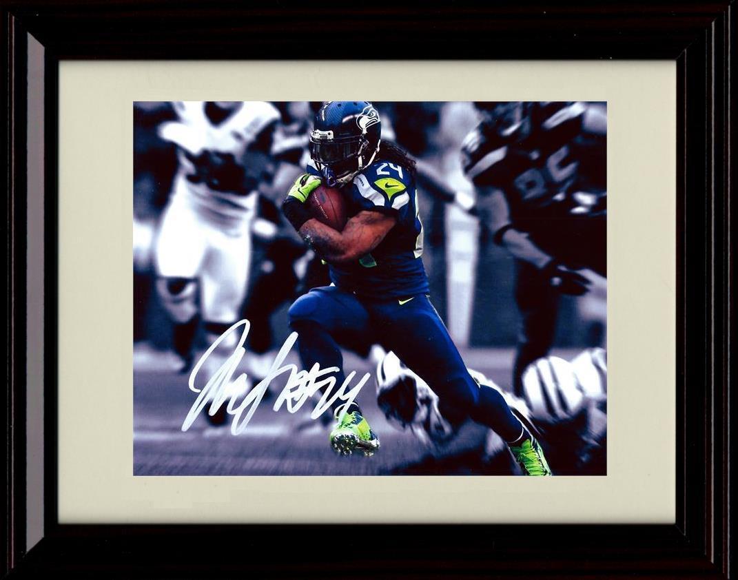 16x20 Framed Marshawn Lynch - Seattle Seahawks Autograph Promo Print - Running