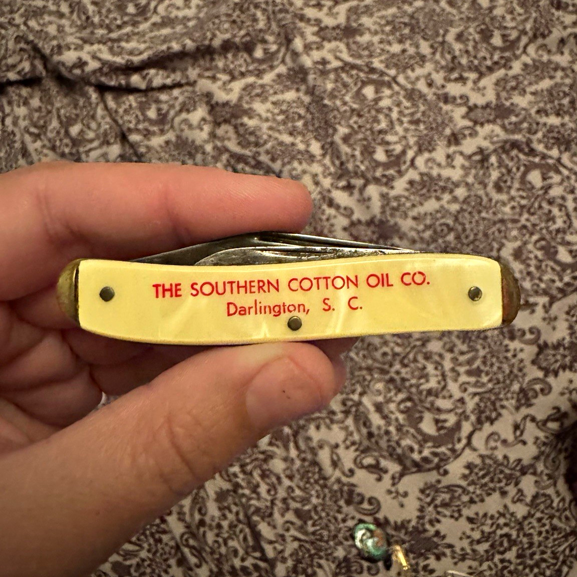 THE SOUTHERN COTTON OIL CO Darlington SC 2-Blade Pen Pocketknife Ivory THE SOUTHERN COTTON OIL CO Darlington SC 2-Blade Pen Pocketknife Ivory
