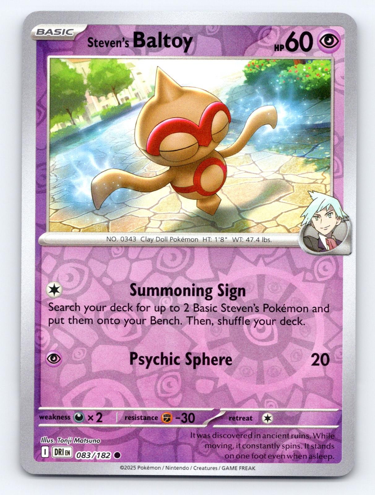 Steven\'s Baltoy 083/182 Common Destined Rivals Pokemon Reverse Holo Near Mint