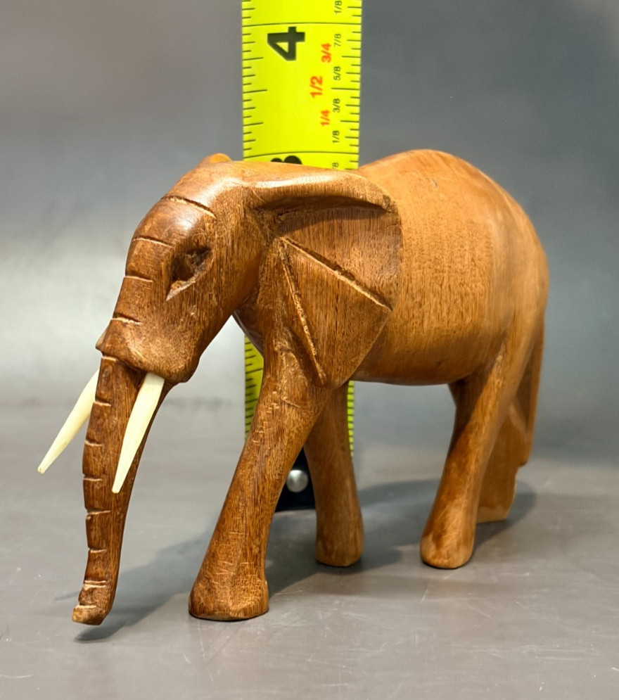 Hand Carved Vintage Wooden Elephant Sculpture Hand Carved Vintage Wooden Elephant Sculpture