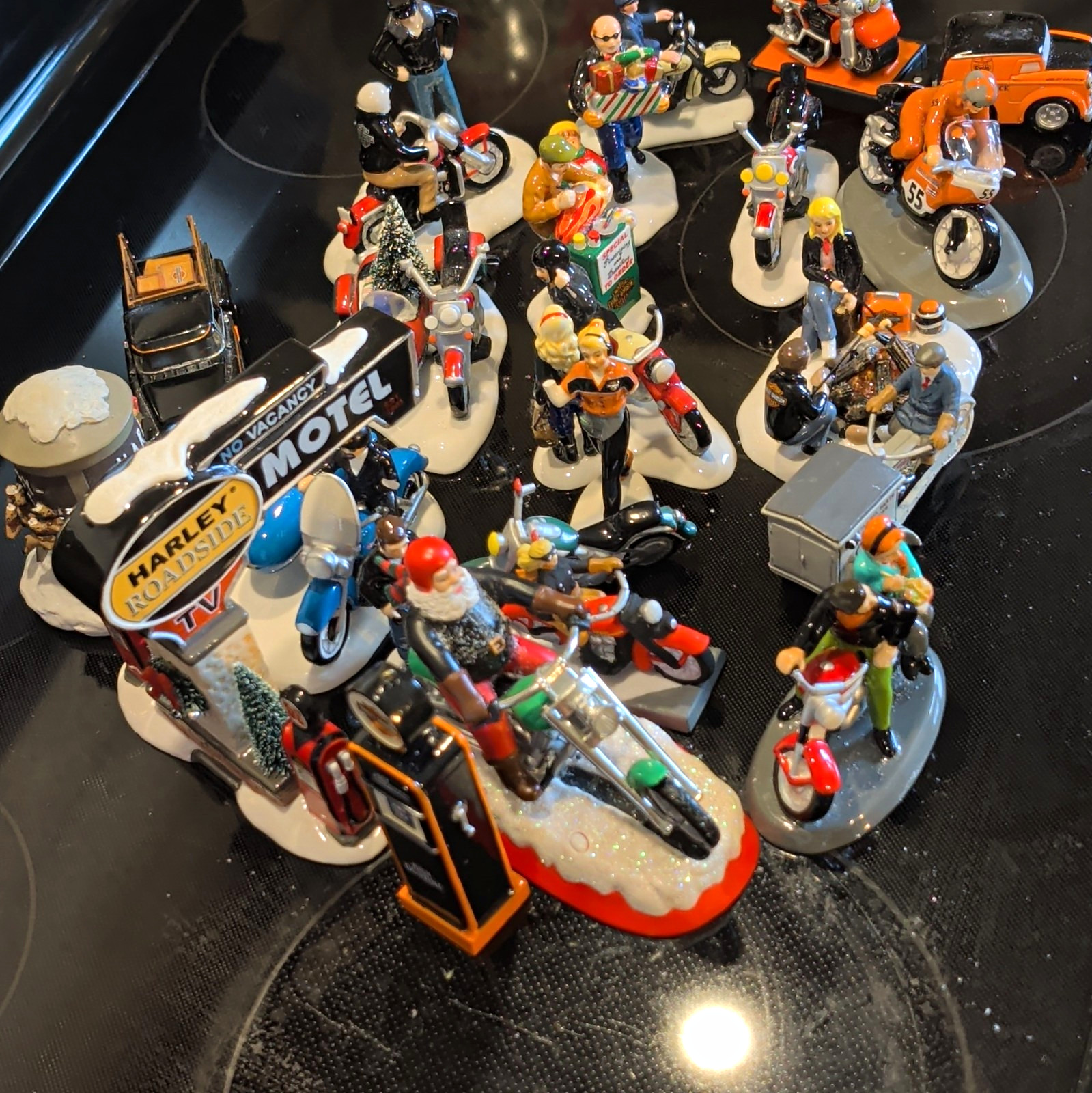 Harley-Davidson Christmas Santa Motorcycle Figurines Lot Ceramic Harley-Davidson Christmas Santa Motorcycle Figurines Lot Ceramic