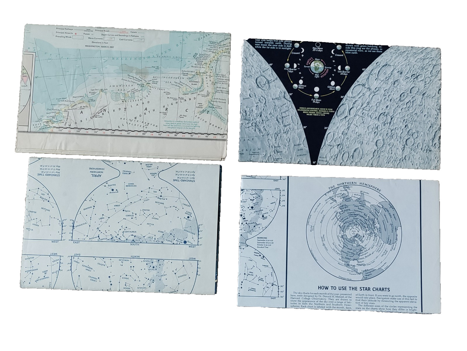 1957 National Geographic A MAP OF THE HEAVENS,Map o The Earth, Map of The World