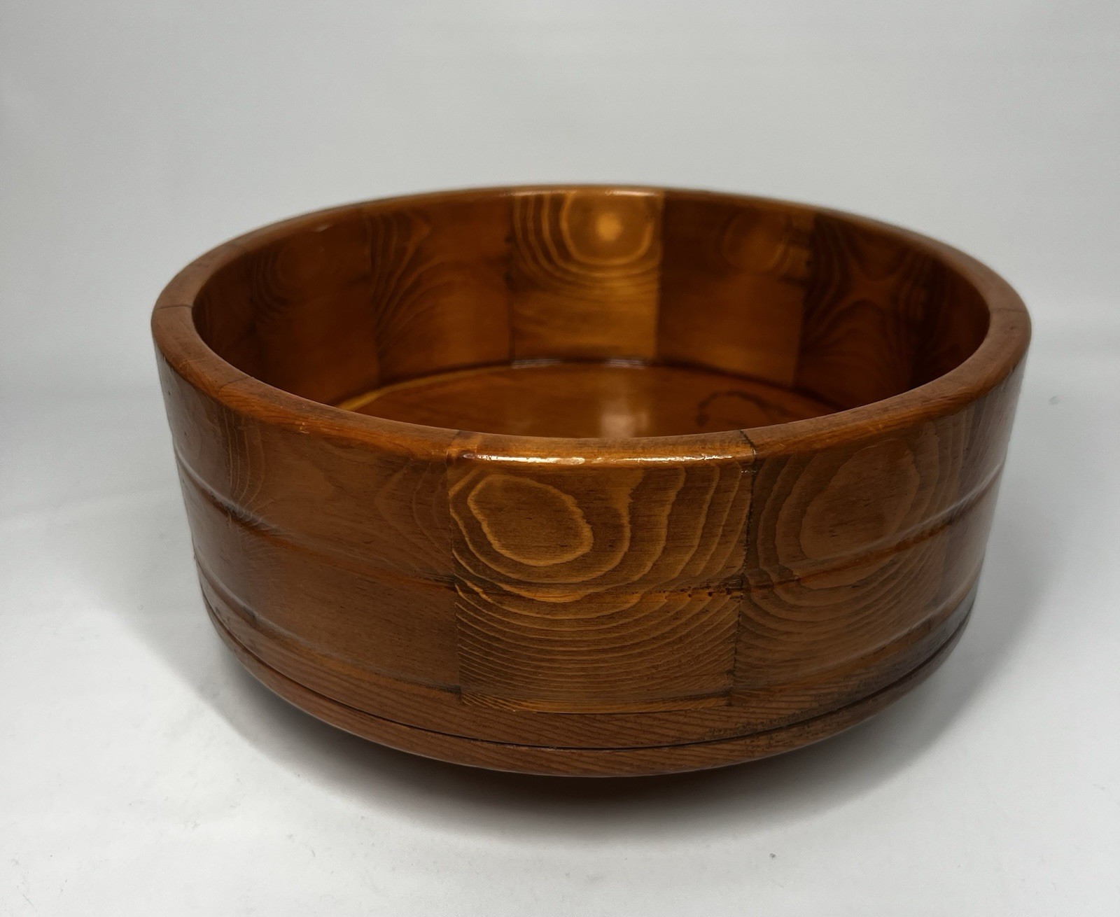 Vintage Wood Lazy Susan Serving Bowl 10” Round Rotating Wooden Salad Condiments Vintage Wood Lazy Susan Serving Bowl 10” Round Rotating Wooden Salad Condiments