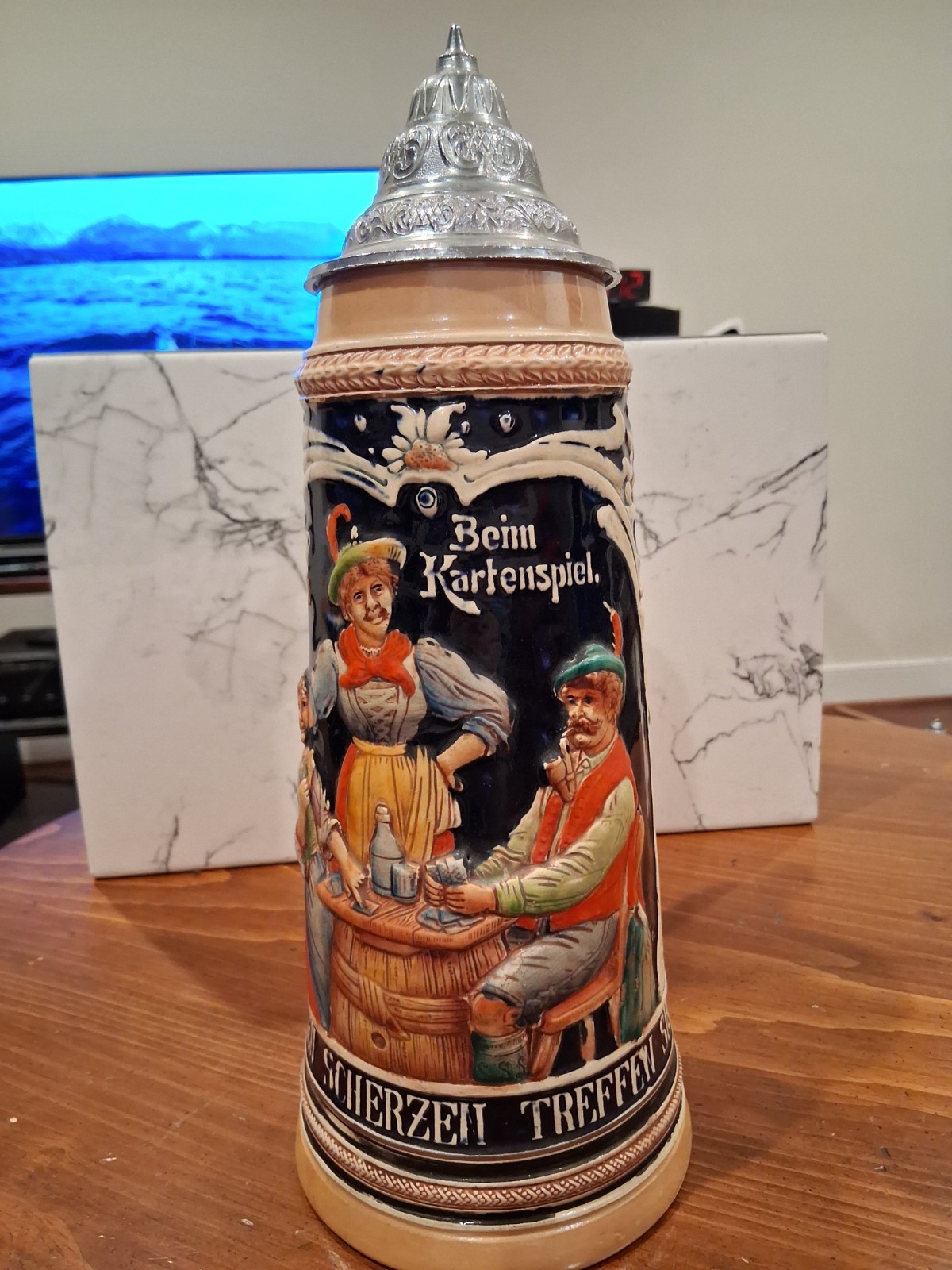 Rare Antique Matthias Girmscheid 1.5-Liter German Beer Stein (Mold #1247)