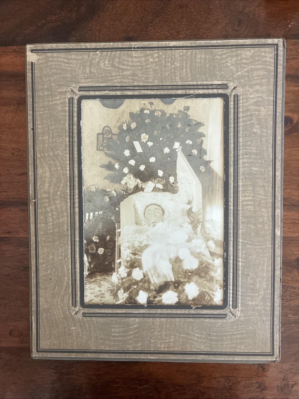 Ornate Post Mortem Funeral Photo Man in a Casket Mourning Death Cabinet Card Ornate Post Mortem Funeral Photo Man in a Casket Mourning Death Cabinet Card