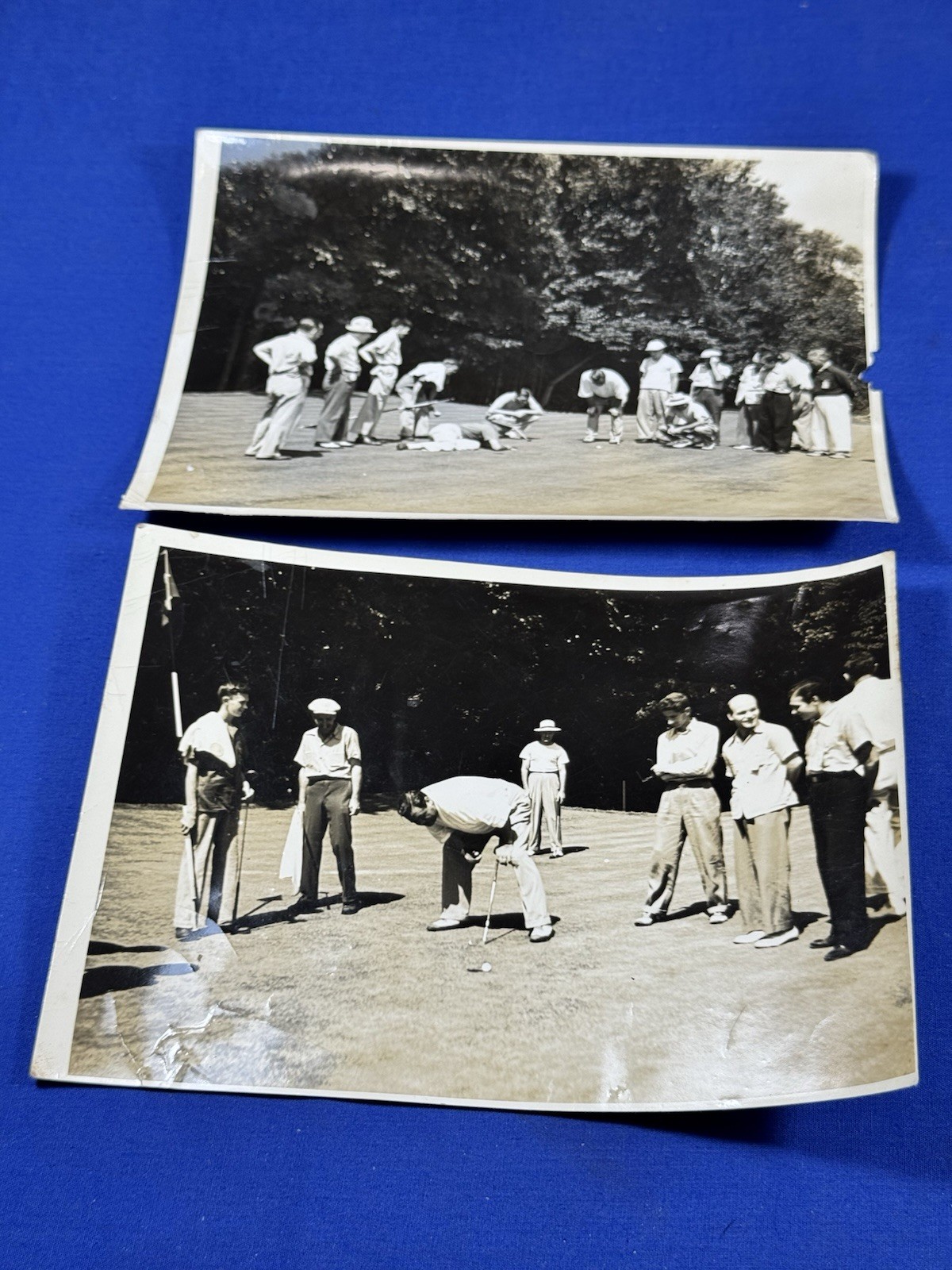 2 Vintage Glossy B&W Photos ~ BABE RUTH on Putting Green ~ Lining Up & Missing 2 Vintage Glossy B&W Photos ~ BABE RUTH on Putting Green ~ Lining Up & Missing