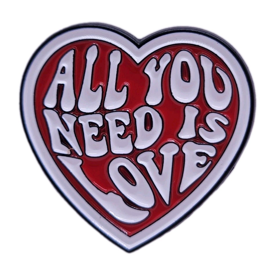Classic Beatles-Inspired All You Need Is Love Heart Enamel Pin