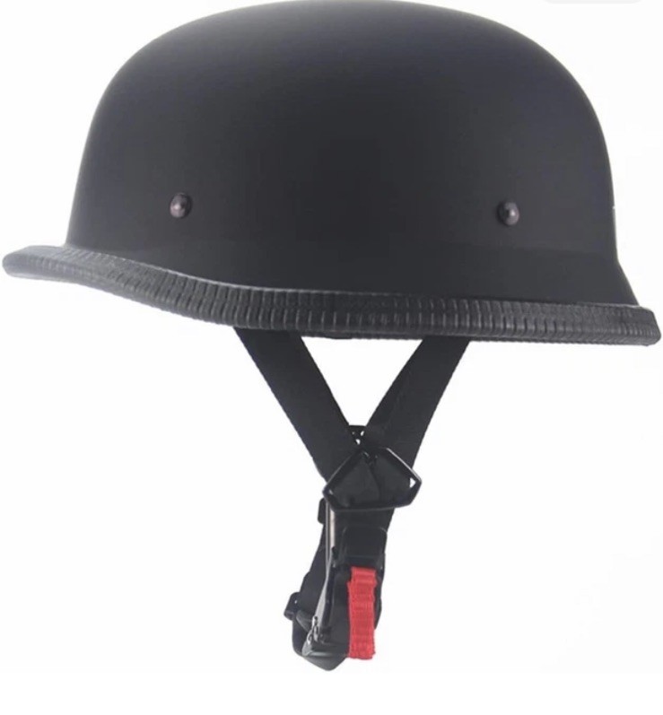 German Style Motorcycle Half Helmet Large Matte Black DOT Cruiser Scooter German Style Motorcycle Half Helmet Large Matte Black DOT Cruiser Scooter