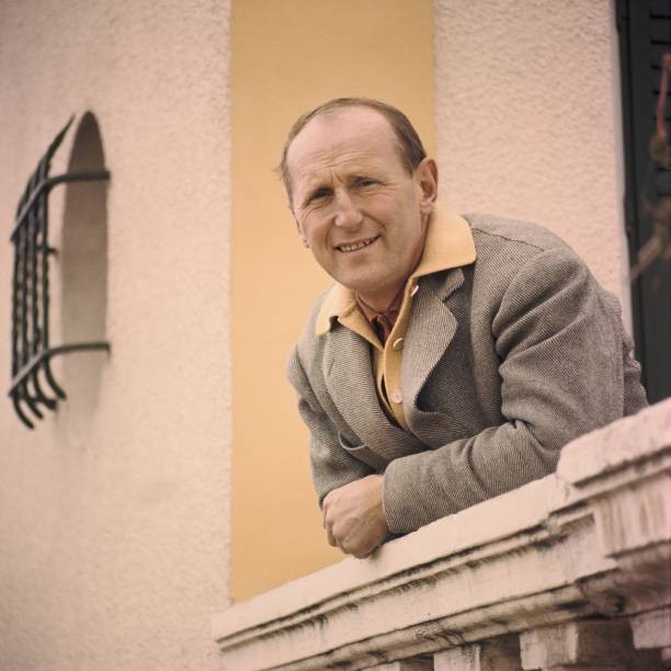Portrait of Bourvil at balcony in the 1960s Historic 1960s Old Photo