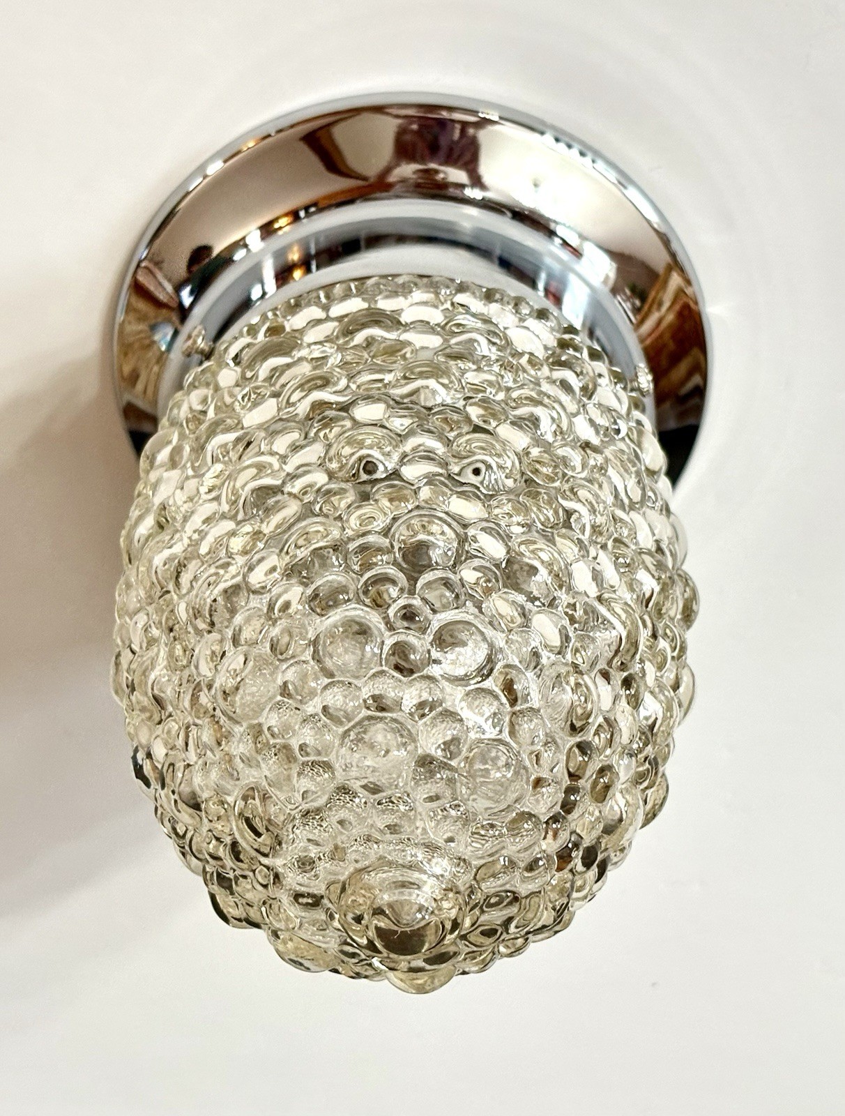 Vintage 1950’s Art Deco Nouveau Bubble Glass W/ Chrome Base Light Fixture Vintage 1950’s Art Deco Nouveau Bubble Glass W/ Chrome Base Light Fixture