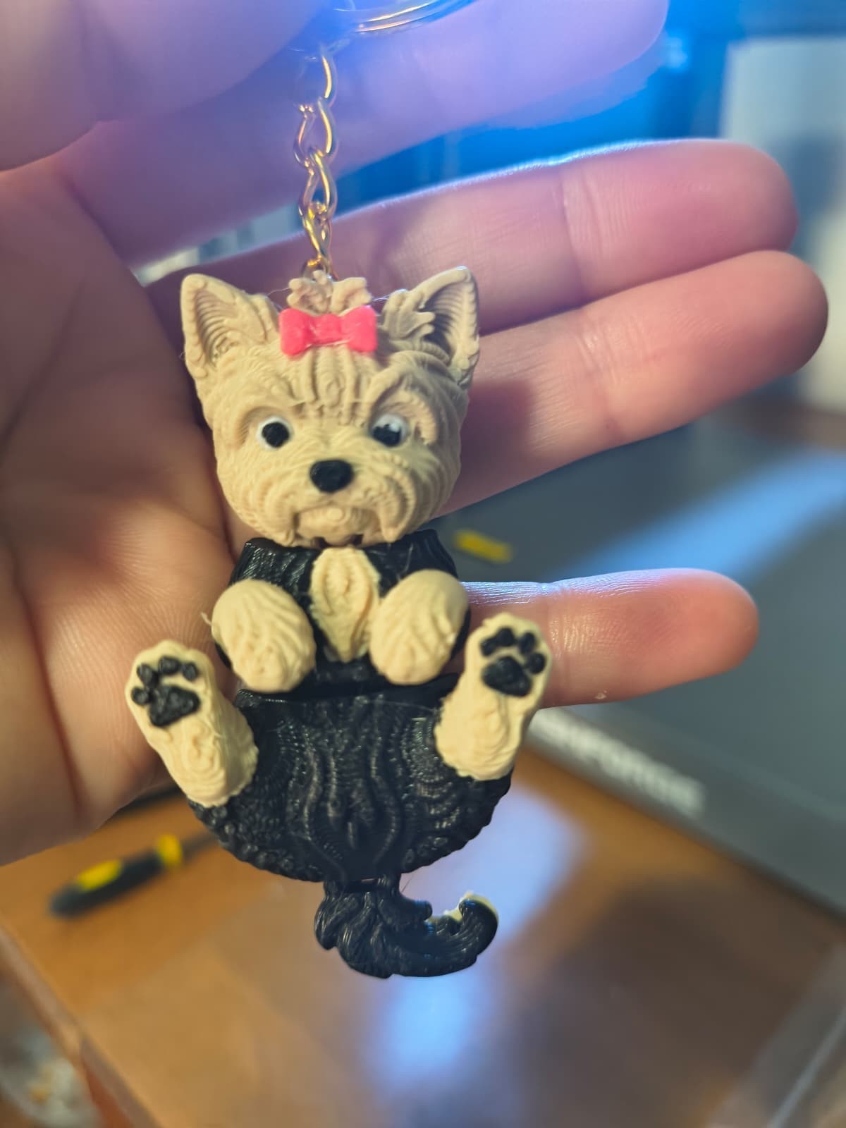 Yorkshire Terrier Keychain, Yorkie Dog Keychain, Cute 3D Printed Dog, Yorkie Gif