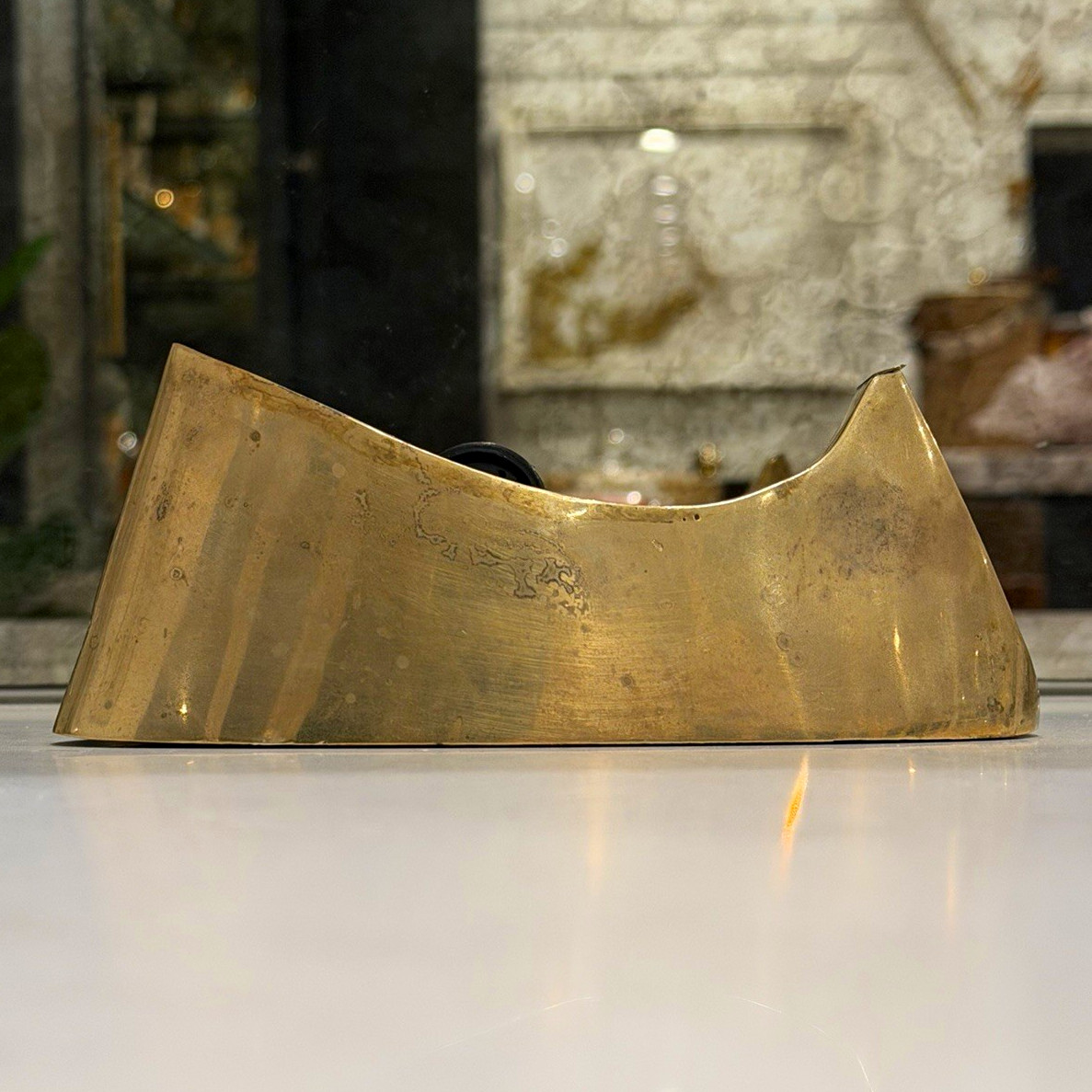 Vintage 1970s Sculptural Brass Tape Dispenser Modernist MCM Executive Desk Vintage 1970s Sculptural Brass Tape Dispenser Modernist MCM Executive Desk