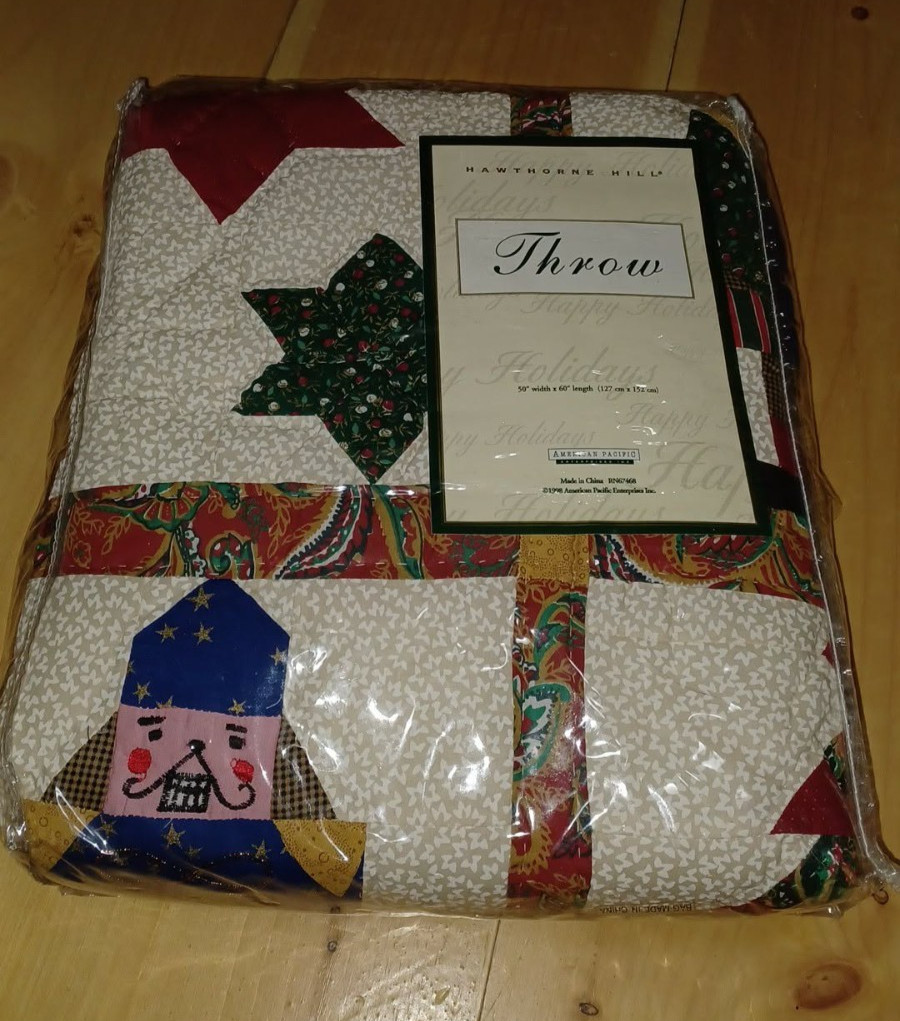 VTG 1998 Hawthorne Hill Nutcracker Quilt Throw Holiday Christmas New In Package VTG 1998 Hawthorne Hill Nutcracker Quilt Throw Holiday Christmas New In Package