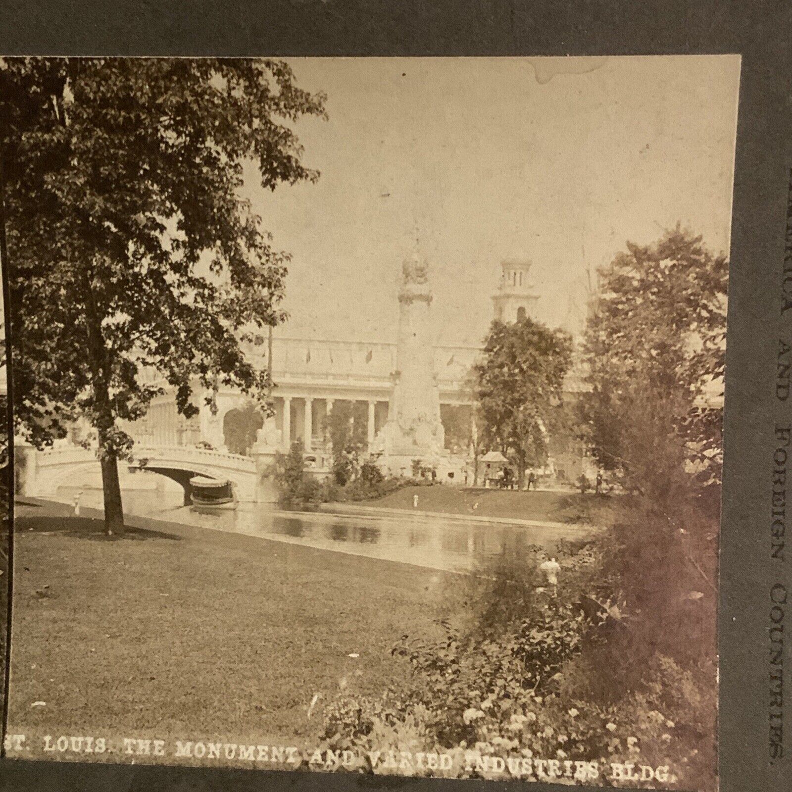 VINTAGE ANTIQUE CAMERA STEREOVIEW STEREOSCOPE CARD St Louis Monument