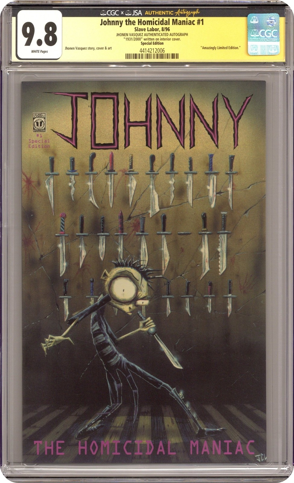 Johnny The Homicidal Maniac Special Edition #1 CGC 9.8 JSA Jhonen Vasquez 1996